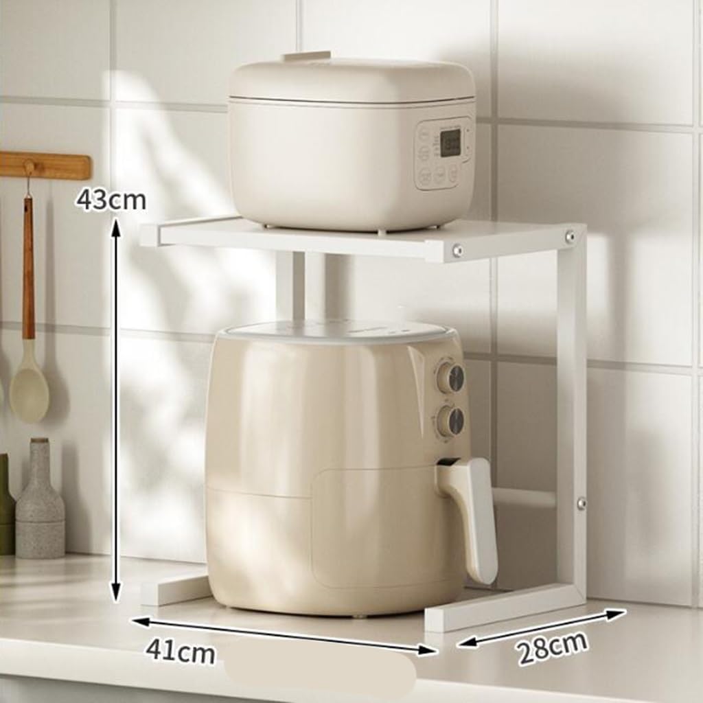 BRAGUE 2 Tier Microwave Oven Rack, Small Appliance Tiered Storage Rack, Kitchen Counter Storage Rack, For Kitchen Office Saucepan Organization, White