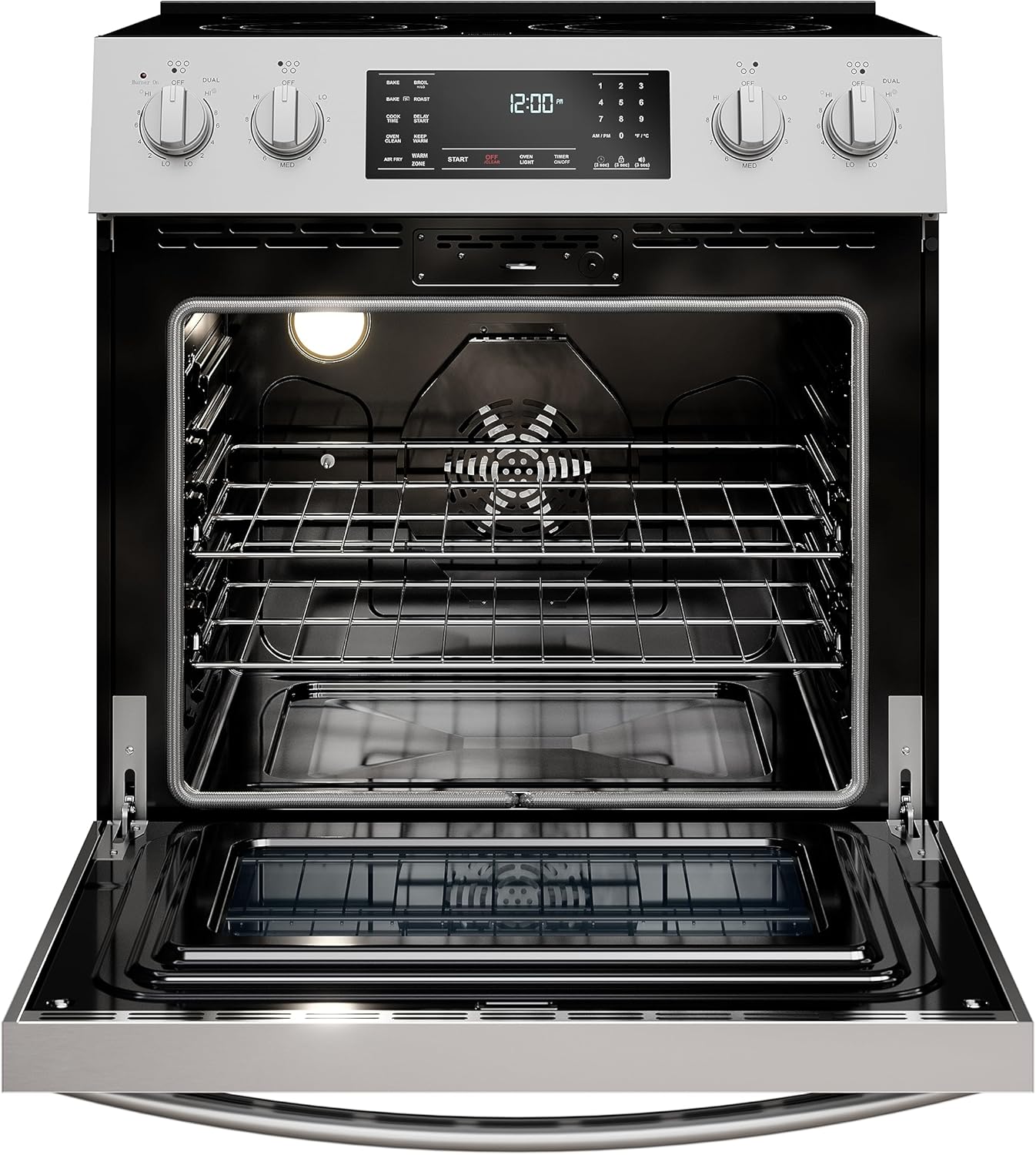 Kenmore Front Control Electric Range Oven with 5 Cooktop Elements with 7 Cooking Power Options, True Convection, Steam and Self Clean, Freestanding Oven, 4.8 cu. ft. Capacity Stainless Steel