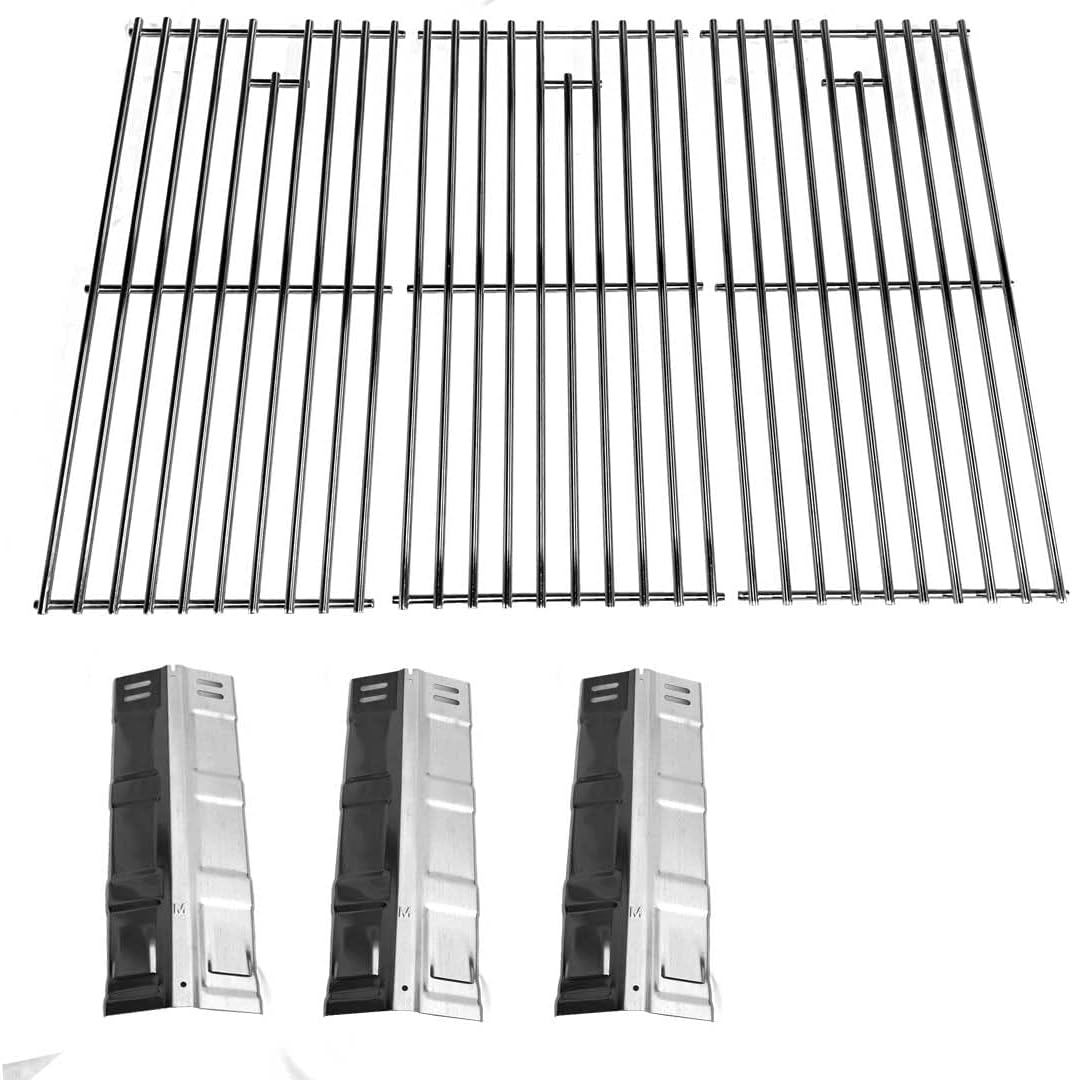 Grill Parts Zone Replacement Kit for 85-3026-0 Even Heat, 85-3027-8 Even Heat, 85-3068-0, 85-3069-8, 85-3074-4 Gas Models Includes 3 Heat Plates and 3 Stainless Cooking Grates
