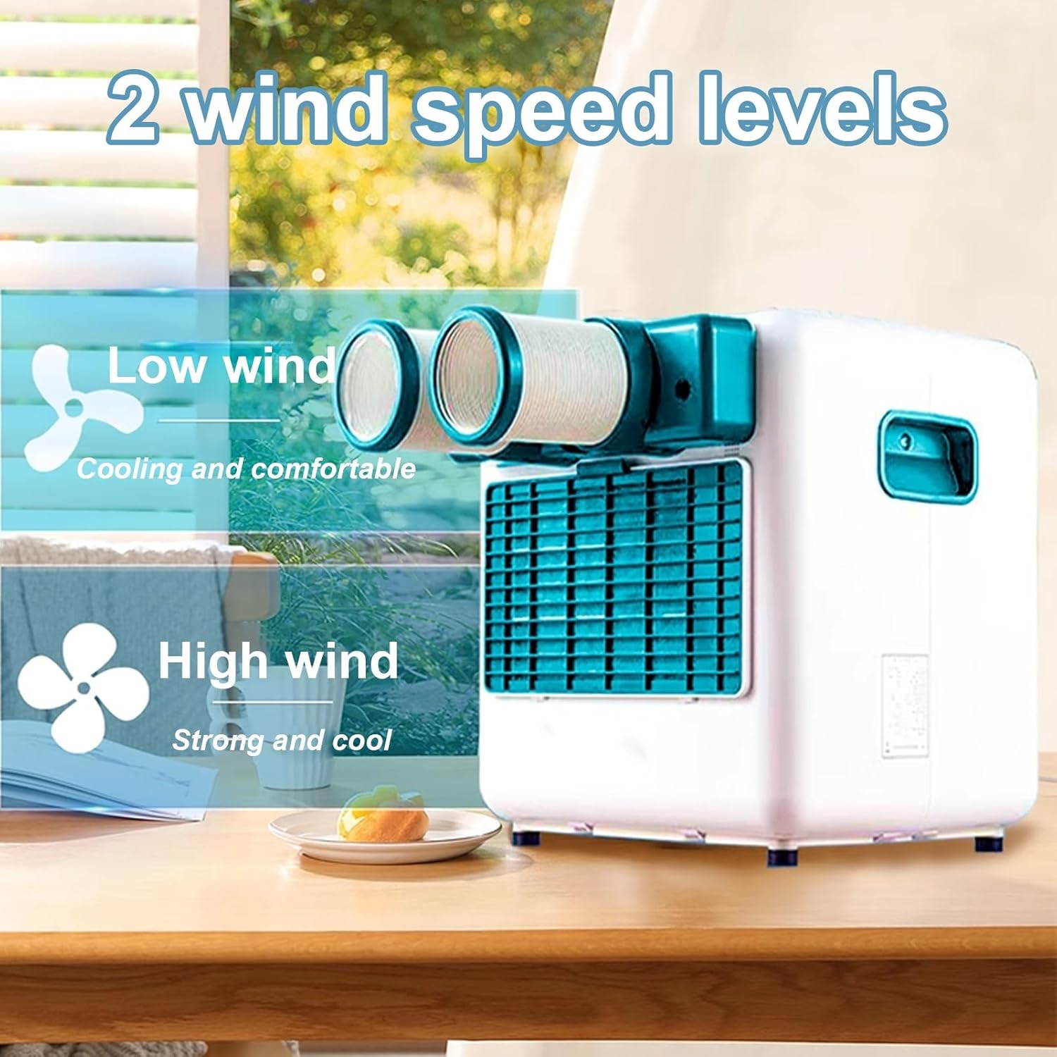 Dual Hose Air Conditioners 3800 BTU Small Portable Ac 2 Wind Speeds with Touch Panel and Remote Control 2 Side Handles for Bedroom, Room, Office, Small Spaces