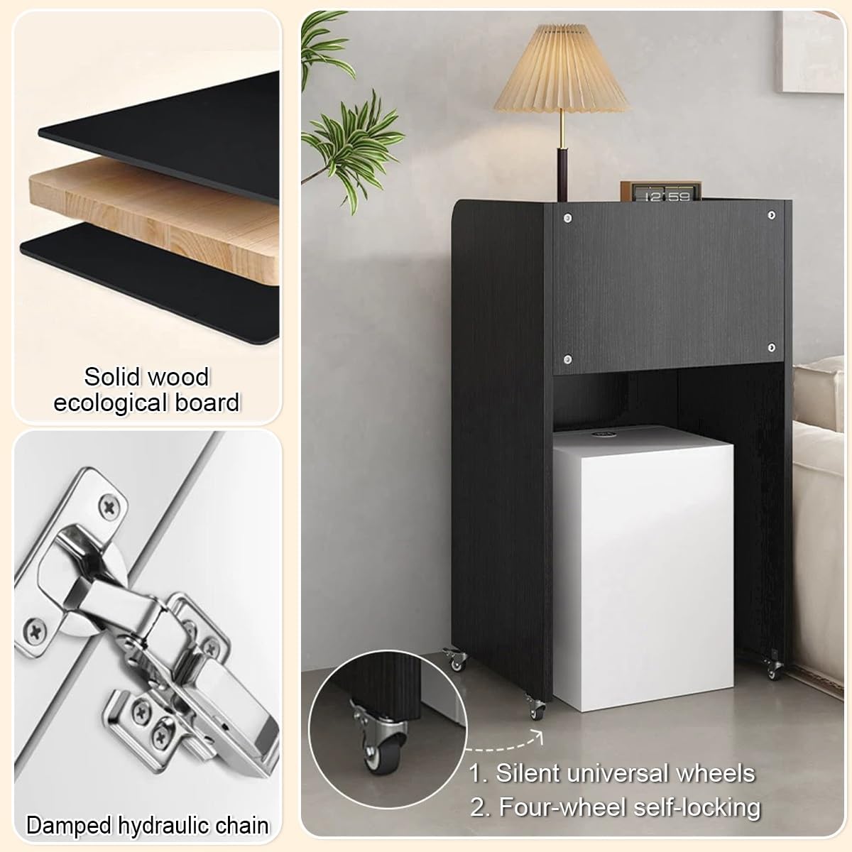 Robot Vacuum Stand Cabinet,Storage Cabinet with Doors for Robot Vacuum Cleaner, Vacuum Cleaner Storage, Wooden Vacuum Storage Cabinet for Living Room, Bedroom, Kitchen(Natural)