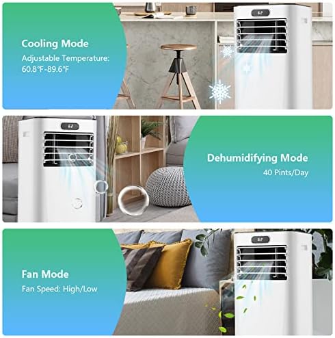 ARLIME Air Conditioner Portable, 8000 BTU Cools up to 230 sq. ft, Portable AC Unit with Fan & Dehumidifier, 2 Speed, Child Lock, 24H Timer, LED Display, Air Cooler for Living Room, Bedroom, Office