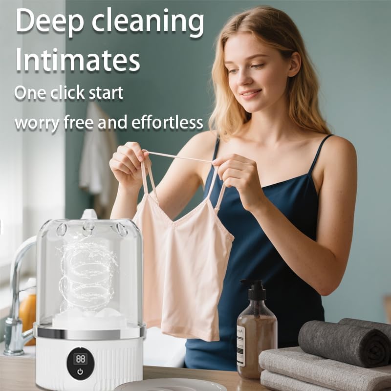 Underwear Washing Machine, Upgrade Mini Portable Washing Machine Rechargeable Underwear Washer Deep Cleans Small Clothes for Apartment, Dorm, RV, Travel & Hotel Use (1.5L)
