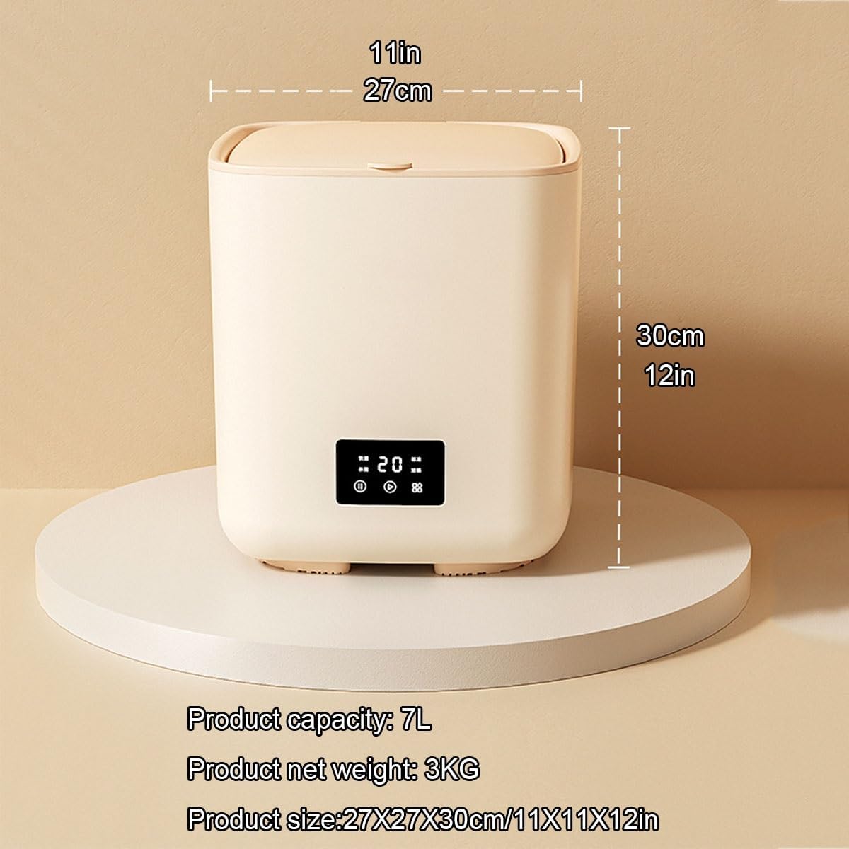 Mini Portable Washing Machine 11X11X12in Space Saver 2 In 1 Camping Washers For Home, Dorm, Apartment, RV, Travel, Outdoor Use Convenience And Efficiency(Beige)