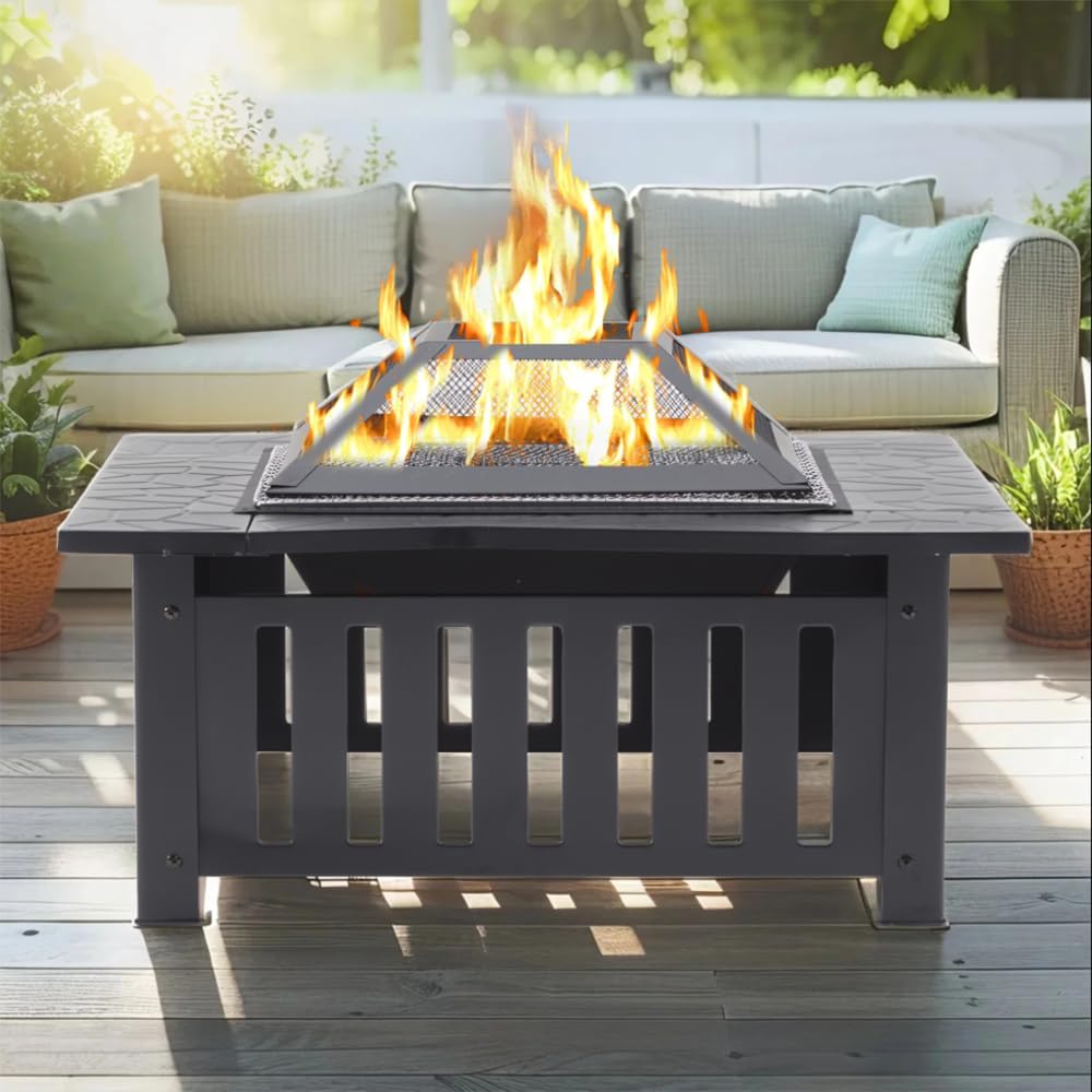 OSJ Fire Pit, Bonfire Stand, Table, Behind the Hearth Table, Barbecues, Barbecues, Barbecues, Barbecues, BBQ Stove, Home, Garden, Large People, Heat Resistant, Camping