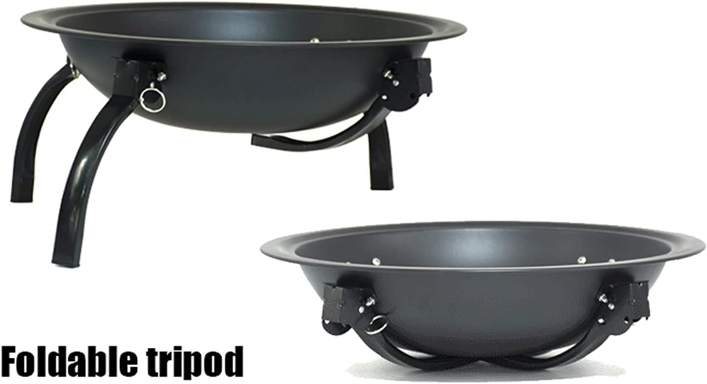 Portable Fire Pits Outdoor Wood Burning BBQ Grill,Small Fire Pits Bowl with Mesh Spark Screen Cover Wood Firepit