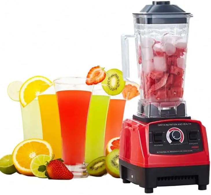 Professional Countertop 4500W Heavy-Duty Commercial Blender with Copper Motor, 2L BPA-Free Jar, Variable Speed & Pulse, Ice Crusher Smoothie Maker for Shakes, Frozen Drinks, Hot Soup – Red/Black