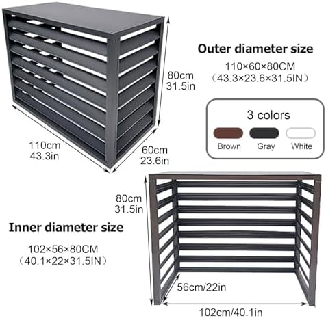 Air Conditioner Covers for Outside Units, Aluminum Air Conditioner Fence with Top Cover, Organize The Garden, for Plant Rack Privacy Screens(Brown,110cm)
