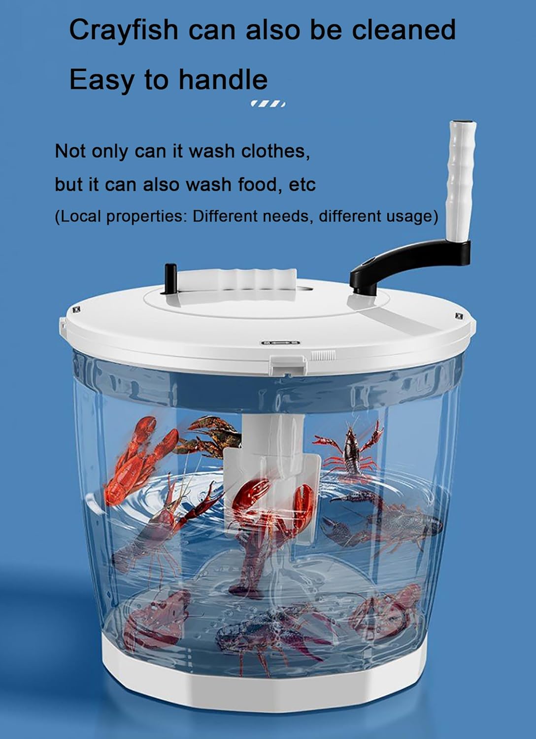 Portable Hand cranked clothes spin drying bucket,Non-Electric Washing Machine and Spin Dryer,Mini Hand Crank Washing Machine Dehydrator for Dormitory, Apartment, Rv (blue)