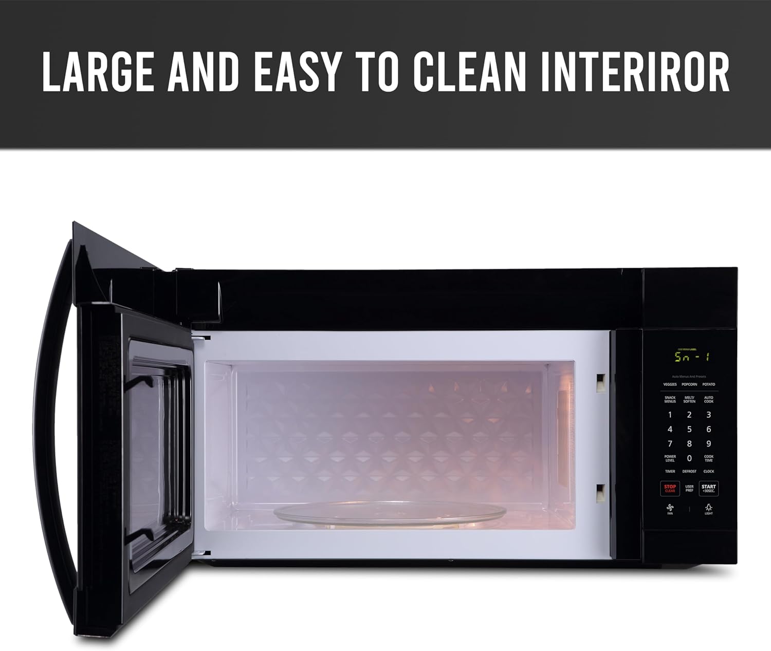 Farberware Over-the-Range Microwave Oven, 1.7 Cu. Ft., 1000W, Sensor Cooking, Auto Reheat, Multi-Stage Cooking, Melt/Soften Feature, Child Safety Lock, LED Display - Space Efficient & Powerful