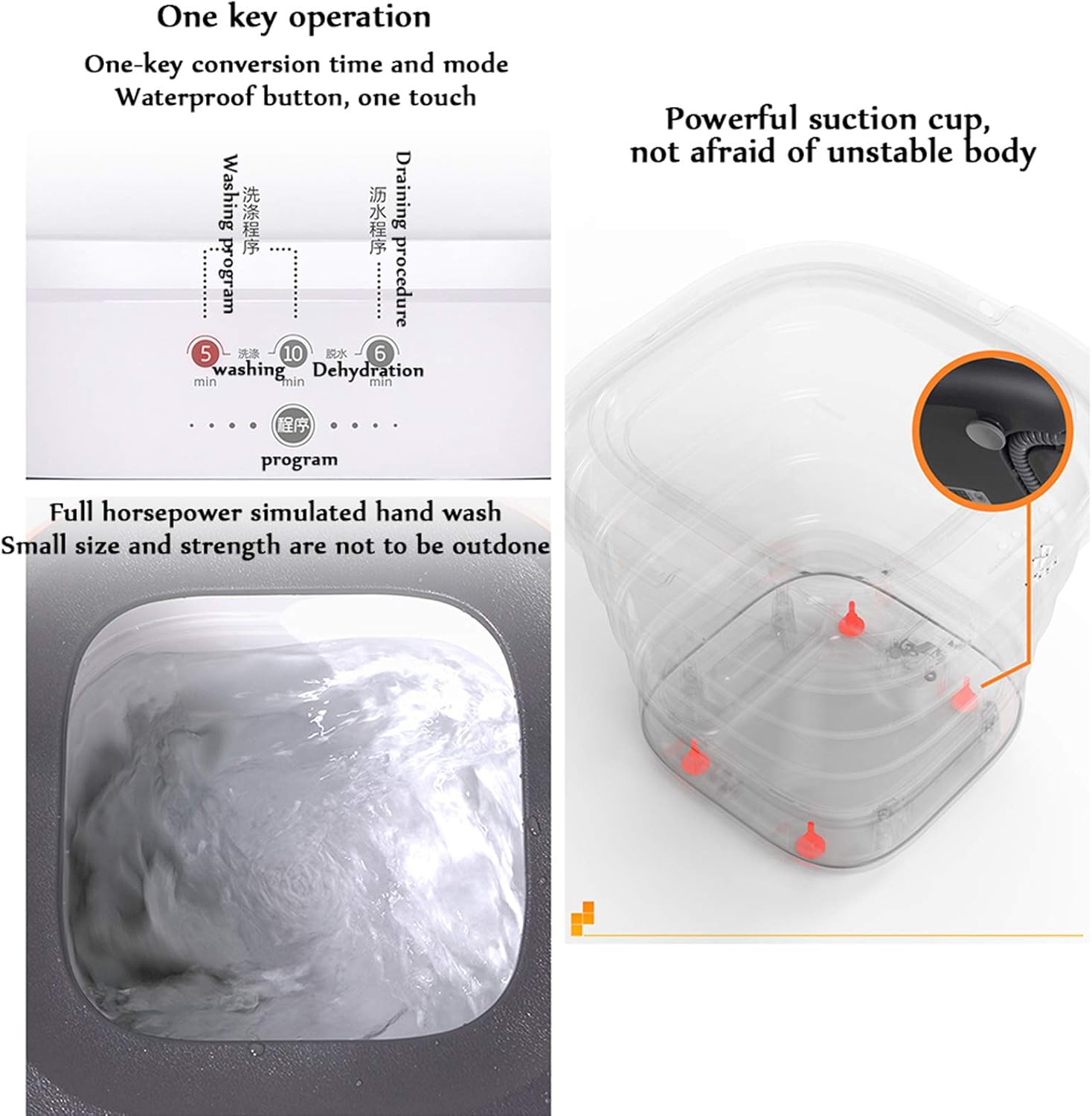 Portable Clothes Washing Machines, Mini Foldable Washer and Dryer, Electric Compact Small Laundry Machines, Energy Saving Home Travel 110V-240V