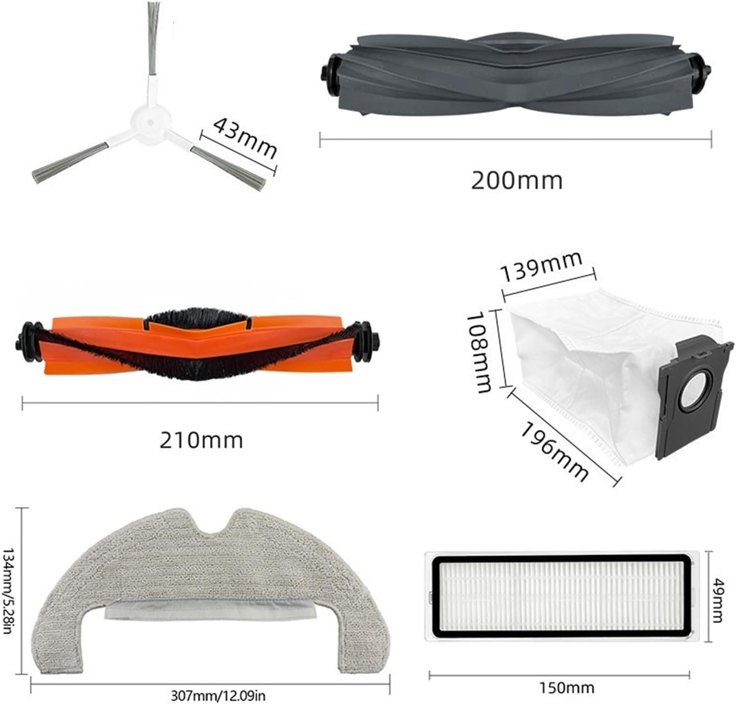 Compatible for Dreame D10 Plus Gen 2 / RLD32GD Robot Vacuum Spare Parts Main Brush Side Brush Accessories Dust Bag Hepa Filter Mop Cloth(19)