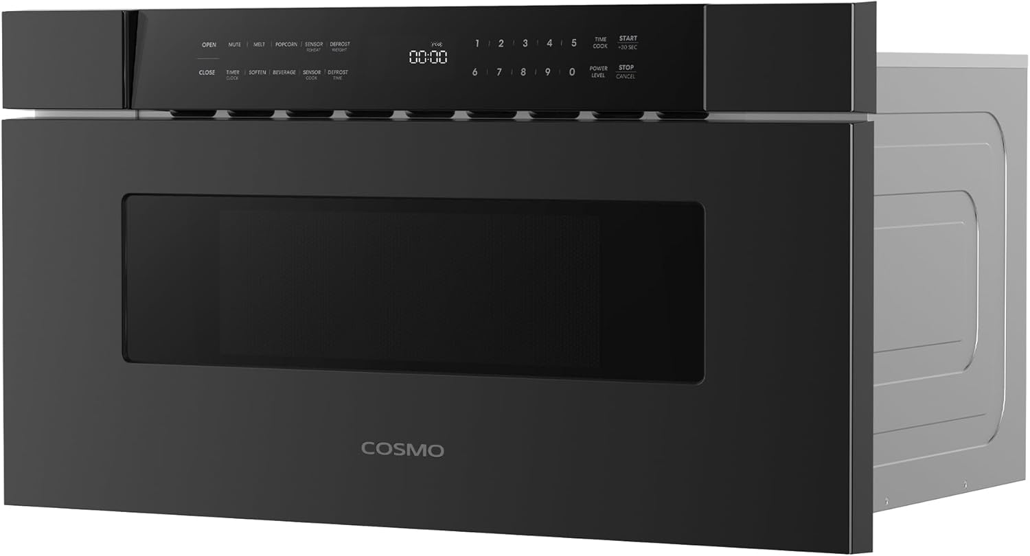 COSMO COS-MWD3012NHBK 30 in. Haven Collection 1.2 cu. ft. Built-in Microwave Drawer, Presets, Touch Controls, Defrosting Rack, Matte Black