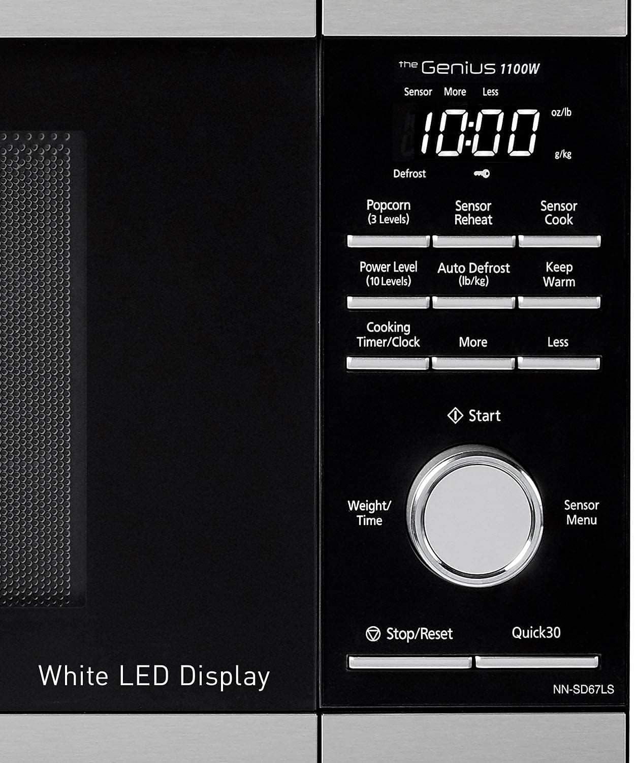 Panasonic NN-SD67LS Countertop Microwave Oven, 1100 Watt with Genius Sensor Cook and Auto Defrost, 1.3 cft, Popcorn Button Stainless Steel (Renewed)