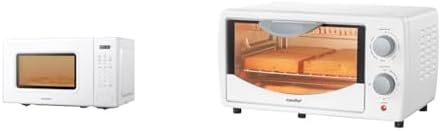 COMFEE Microwave with 11 Power Levels, 700W & Toaster Oven Combo with 3 Cooking Modes, 950W, White