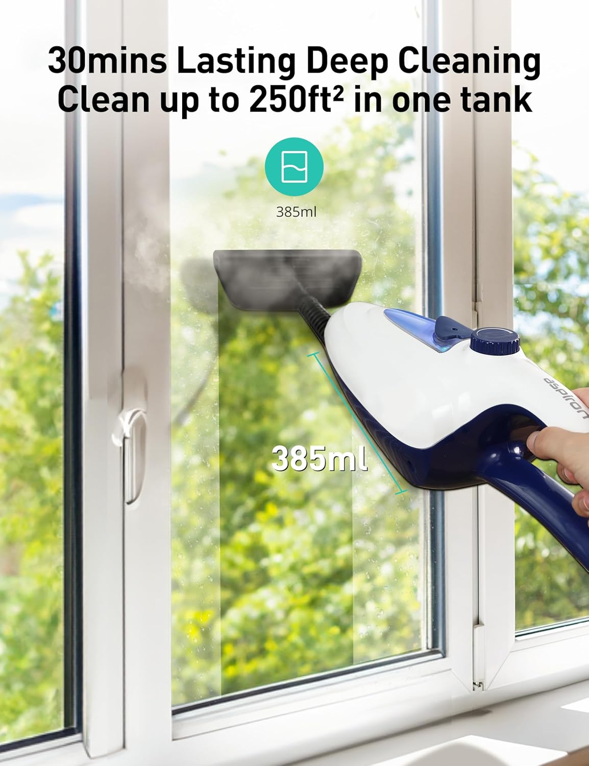 12-in-1 Steam Mop, Fast 15-Sec Heat-Up, 1500W Detachable Handheld Steam Cleaner with 2 Dirt Grip Pads, Removes 99.99% Stubborn Stains for Hardwood Floors, Clothes, Windows, Tiles, Furniture, Black