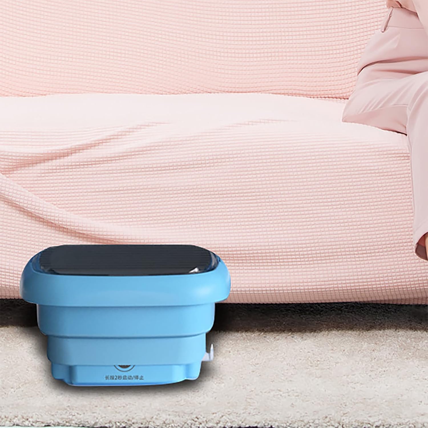 Portable Washing Machine, Mini Folding Bucket Washer with Drain Hose and Dewatering Drying Function for Socks/Underwear/Baby/Clothes for Apartment/Camping/RV/Traveling (110V 240V)(Blue)