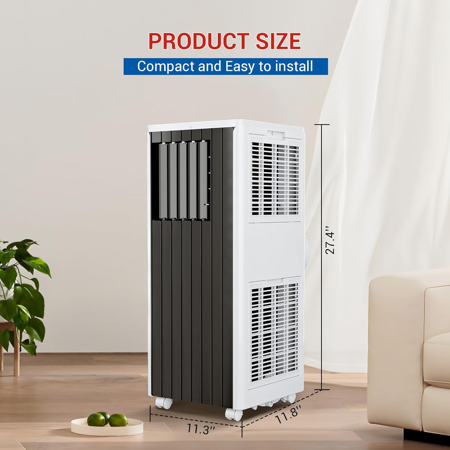 8000BTU Portable Air Conditioner New Model, Efficient Cooling for Small to Medium Rooms, Compact and Lightweight Design, Easy to Move with Wheels, Quiet Operation, Includes Window Venting Kit for Quic