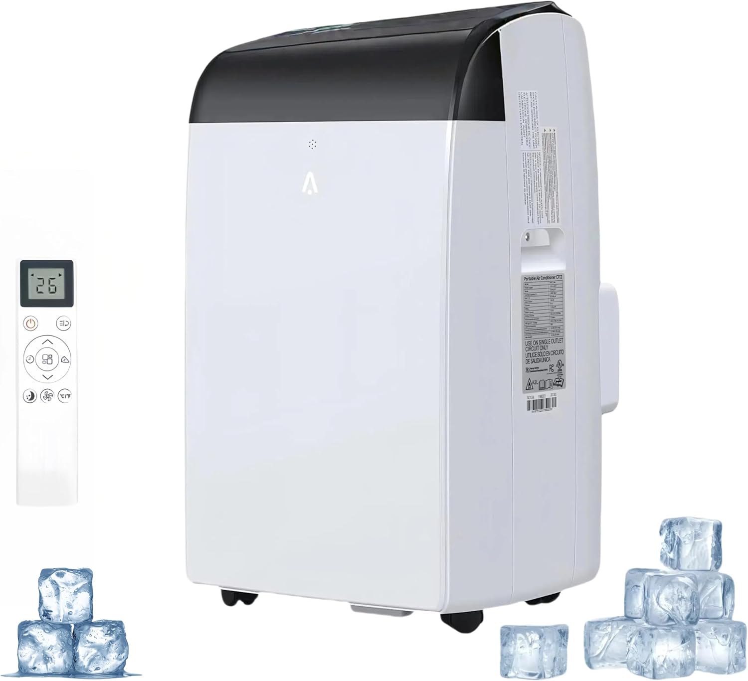 14,000 BTU (Ashrae)/10,000 BTU (SACC) Portable Air Conditioner - Cools 700 Sq.Ft, 3-in-1 AC with Dehumidifier & Fan, 52dB Quiet, 24H Timer, Remote, Black Top for Home/Office