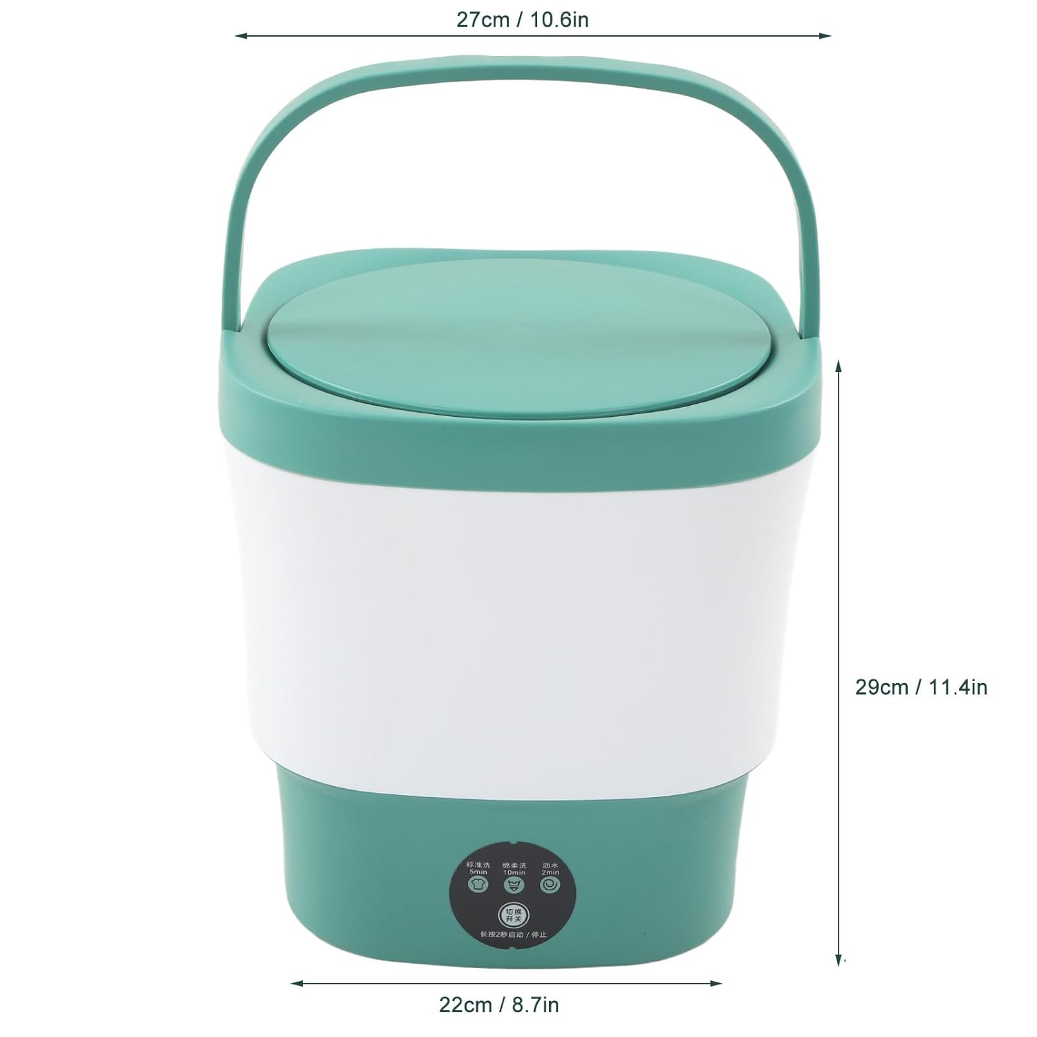 Portable Washing Machine, 9L Large Capacity High Speed Motor Washer, Built in Water Stripper Reduce Noise Washer Mini Washing Machine, for Underwear[Green]