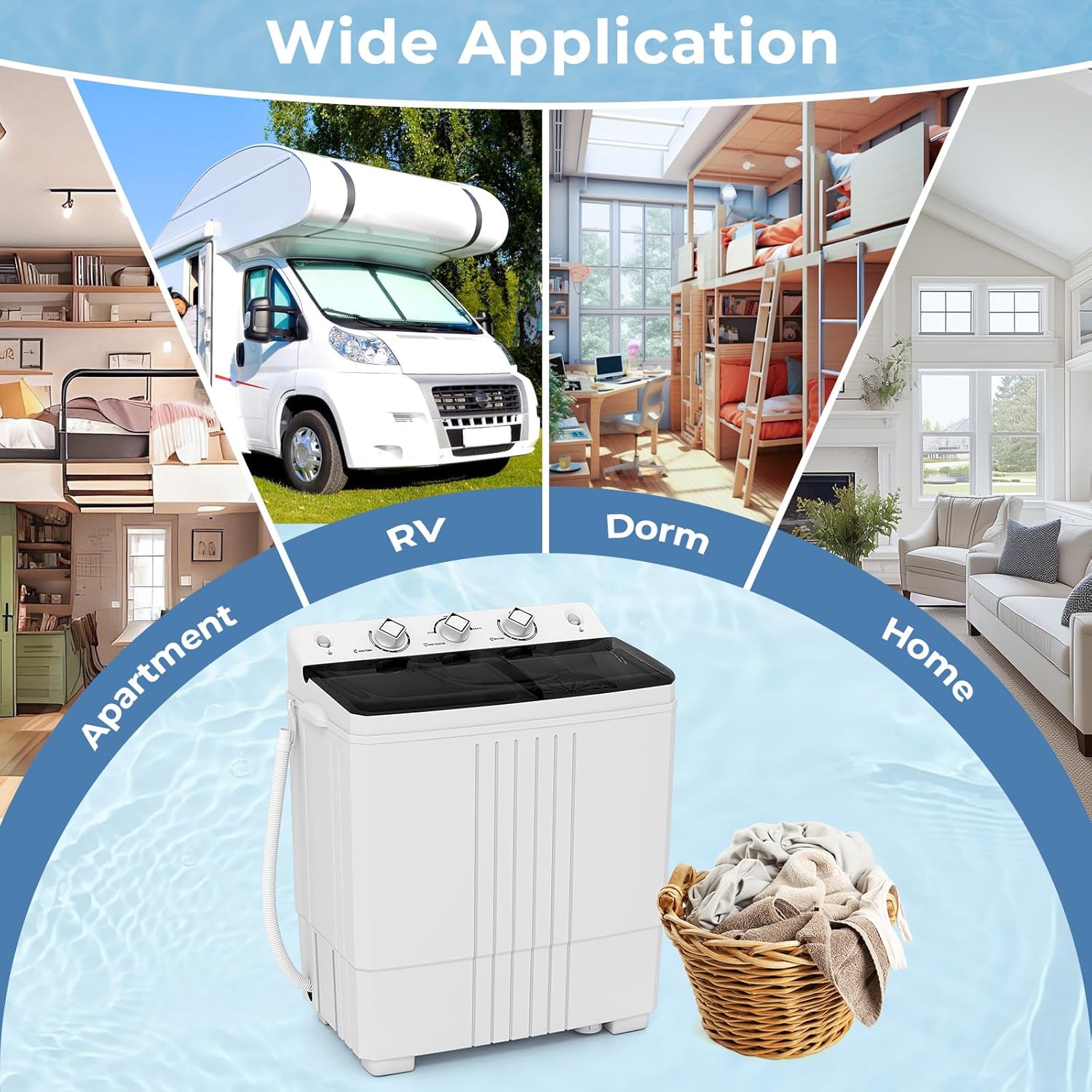 Giantex Washing Machine, 20Lbs Capacity, Washer and Spinner Combo, Portable Compact Twin Tub 12Lbs Washing and 8Lbs Spinning, Inlet and Drain Hose, Laundry Washer for Apartment RV Dorm