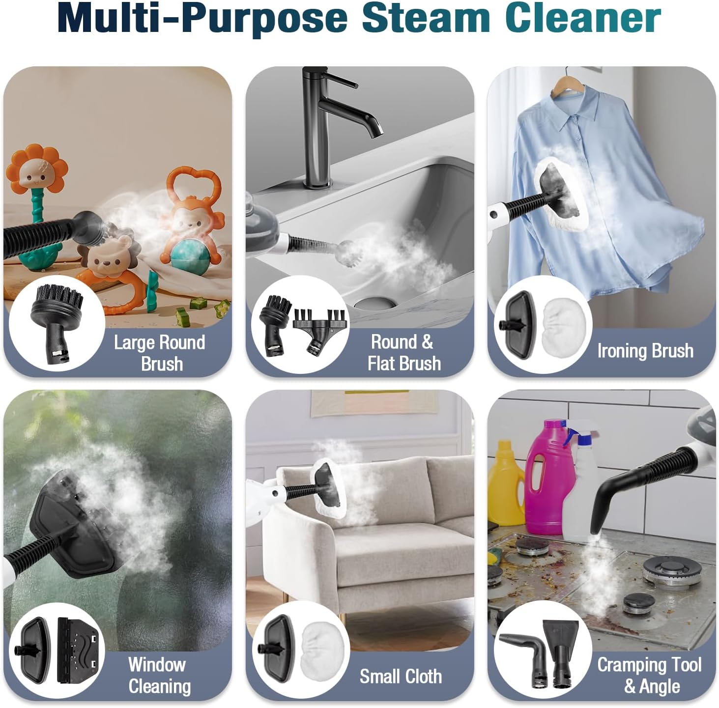 Steam Mop - 11-in-1 Steam Cleaner for Home with 15.2 OZ Water Tank & 23FT Power Cord, Detachable Steam Mops for Floor Cleaning MultiPurpose Steamer for Hardwood, Tile, Furniture with 11 Accessories