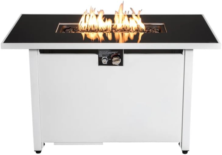 43 Inch Steel Rectangular Fire Pit Table with 50,000 BTU Output for Outdoor Patio Heating and Entertainment