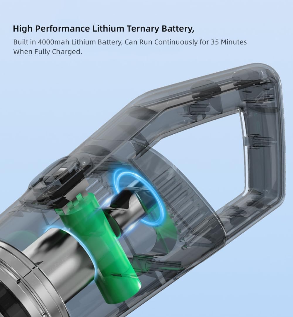 Aoun Cordless Stick Wet Dry Vacuum Cleaner and Mop Combo, 15000pa Suction, Lightweight, White, Plastic Construction, HEPA Filter, High Suction Power, Ideal for Hard Floor, Home Use