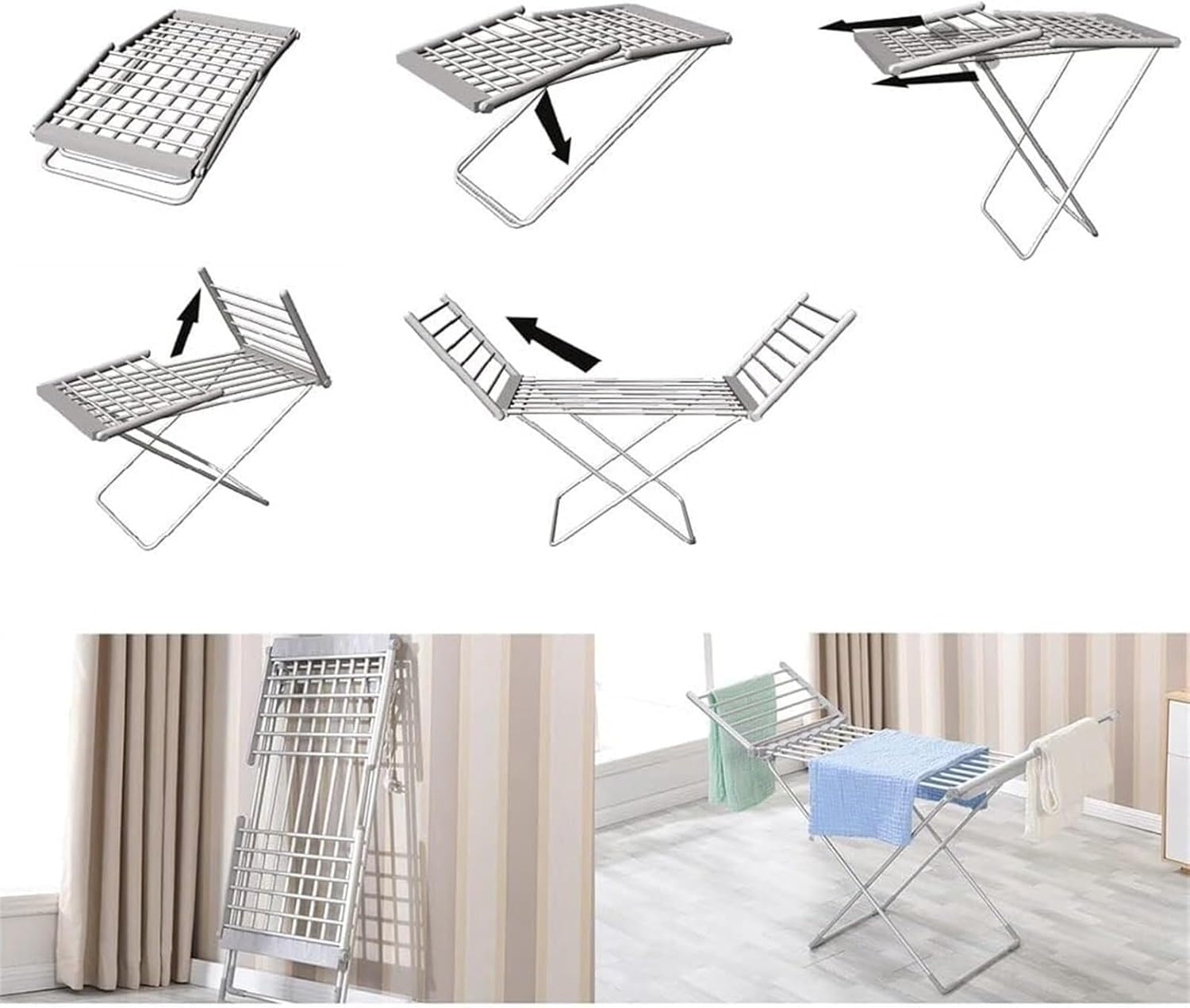 Heated Clothes Airer, 20 Bars Winged Folding Clothes Drying Rack, Heated Clothes Dryer Rack, Efficient Laundry Drying Rack Fashionable
