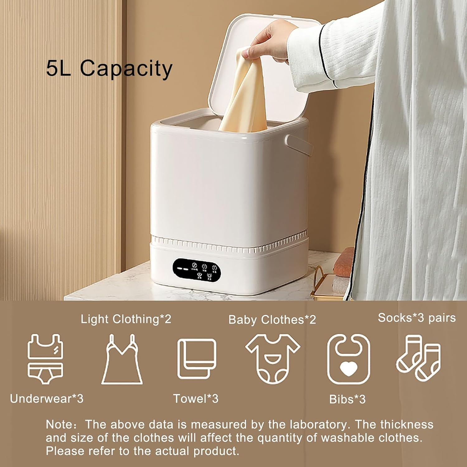 Fully Automatic Portable Washing Machine, Mini Washer and Spin Dryer, Suitable for Home, Business, Travel, College Room, RV, Apartment, Blue Light, Lightweight and Easy to Carry (Color : A)