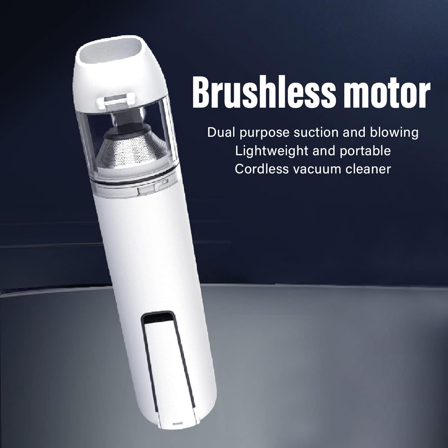 15000Pa Brushless Vacuum Cleaner, Car Vacuum Cleaner, 2 Levels Cleaning Mode Small Handheld Double Filtration Vacuum with Intelligent Chip for Dust Hair (White)