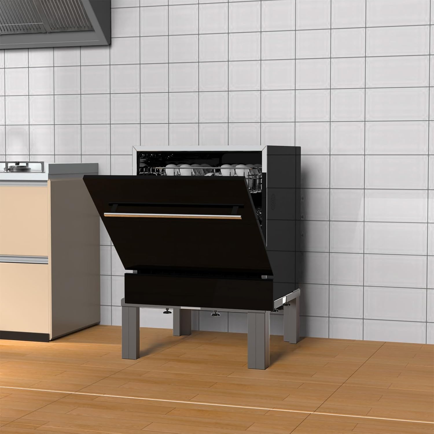 1200LB Heavy-Duty Stainless Steel Laundry Pedestal | Universal Riser for Front Load Washer & Dryer | Anti-Vibration Design, Tool-Free Install(Grey)