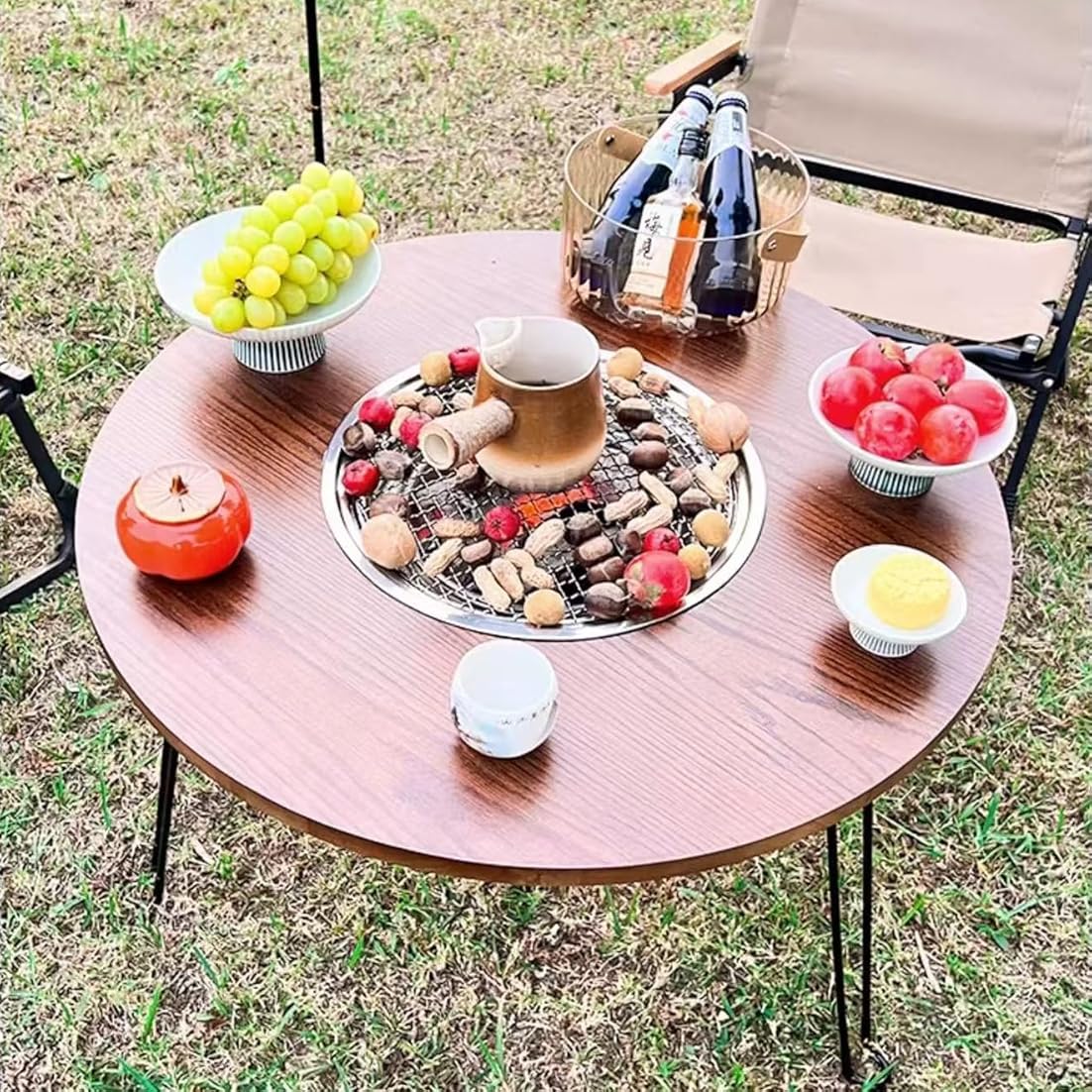 BBQ Table, Fireside Tea Table, Outdoor Wood-Burning fire Pit. Portable fire Pit is Suitable for All Seasons, Home, Outdoor Activities and Camping.