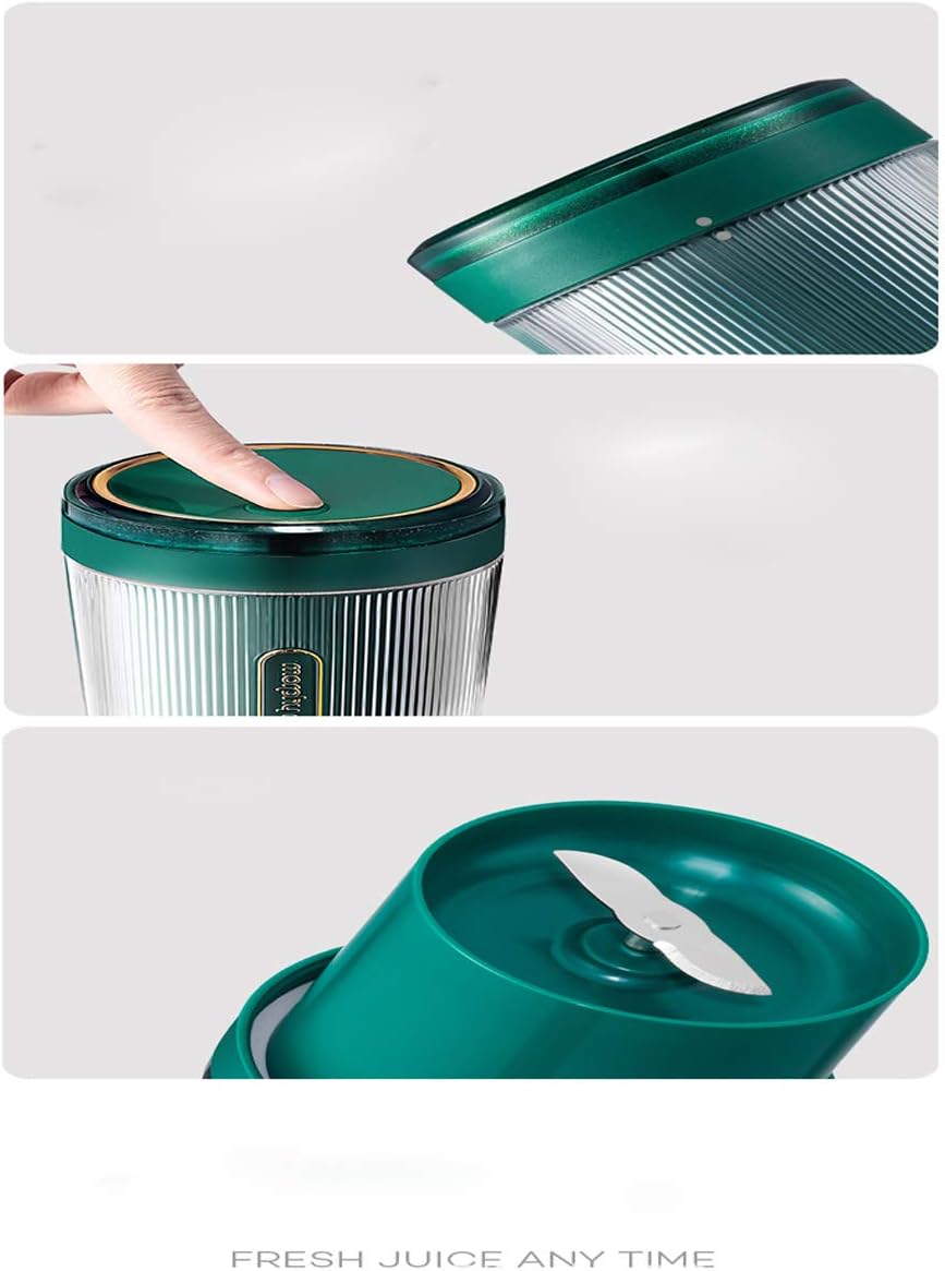 Portable Blender, Mini Blender Smoothie Maker with USB Rechargeable Electric Blender Professional Commercial for Vegetables and Fruit Smoothie Maker Blender Food Processor 2400Mah 300Ml,Green