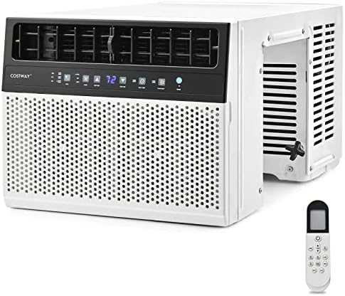 COSTWAY 10000 BTU Window Air Conditioner, Over the Sill AC up to 400 Sq.Ft w/Cool/Dry/Fan/Auto/Sleep/Energy Saver Modes, Full Widow View, Ultra Quiet Operation (10000BTU)