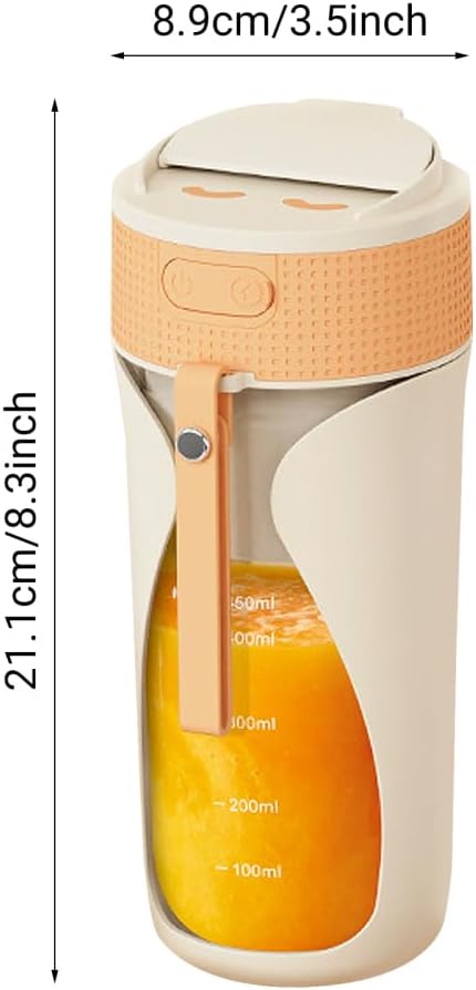 Portable Blender Cup, Personal Rechargeable Juicing Tool with Straw & 6 Blades, Mini Multi-Function Fruit Mixer for Home, Sport, Office