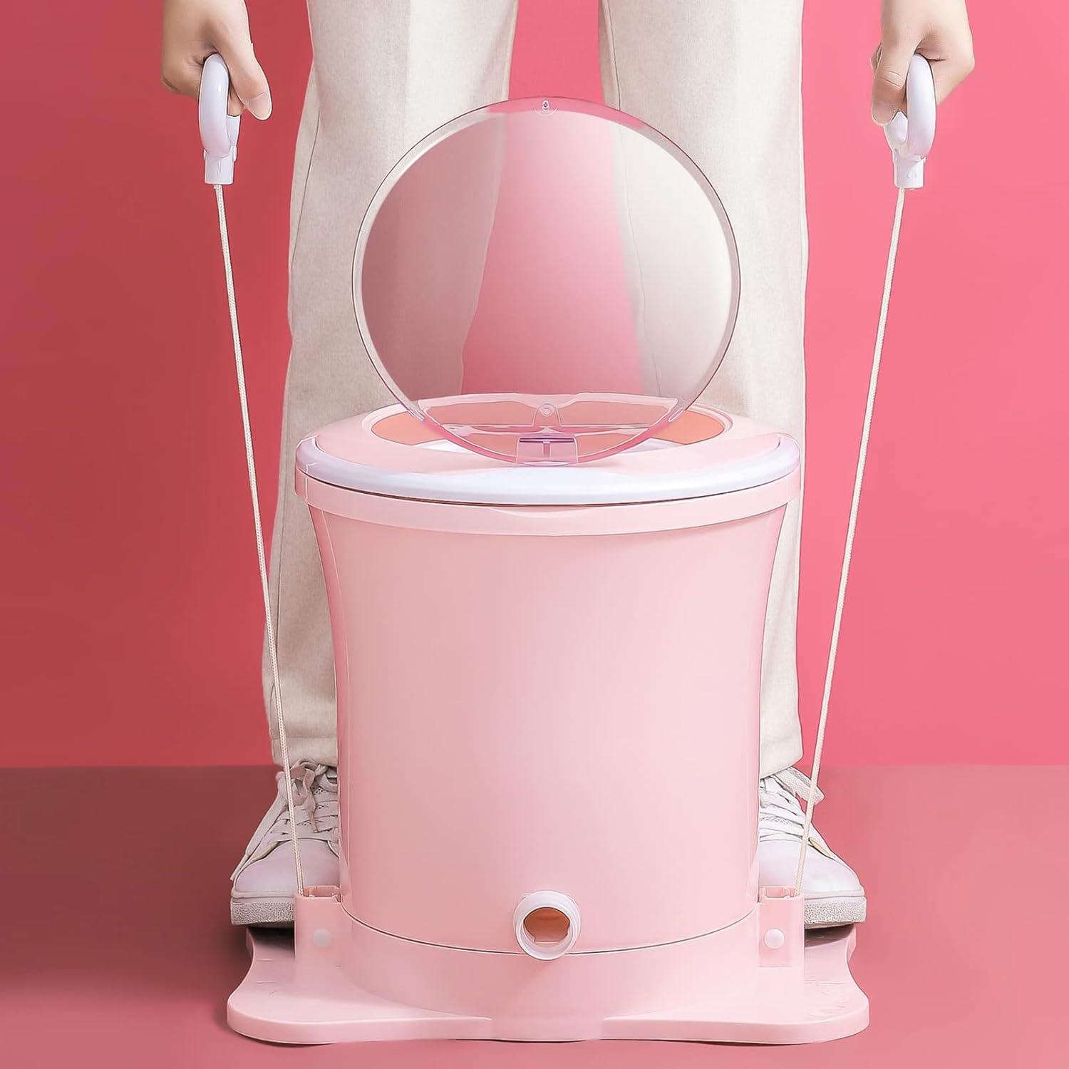 Mini Washing Machine Portable Manual Dryer Dehydrator, Non-Electric Spin Dryer Hand Powered Laundry Spinner, Compact Clothes Underwear Sock Dehydrator Compact, for Rv's/Camping/Apartments/Dorms