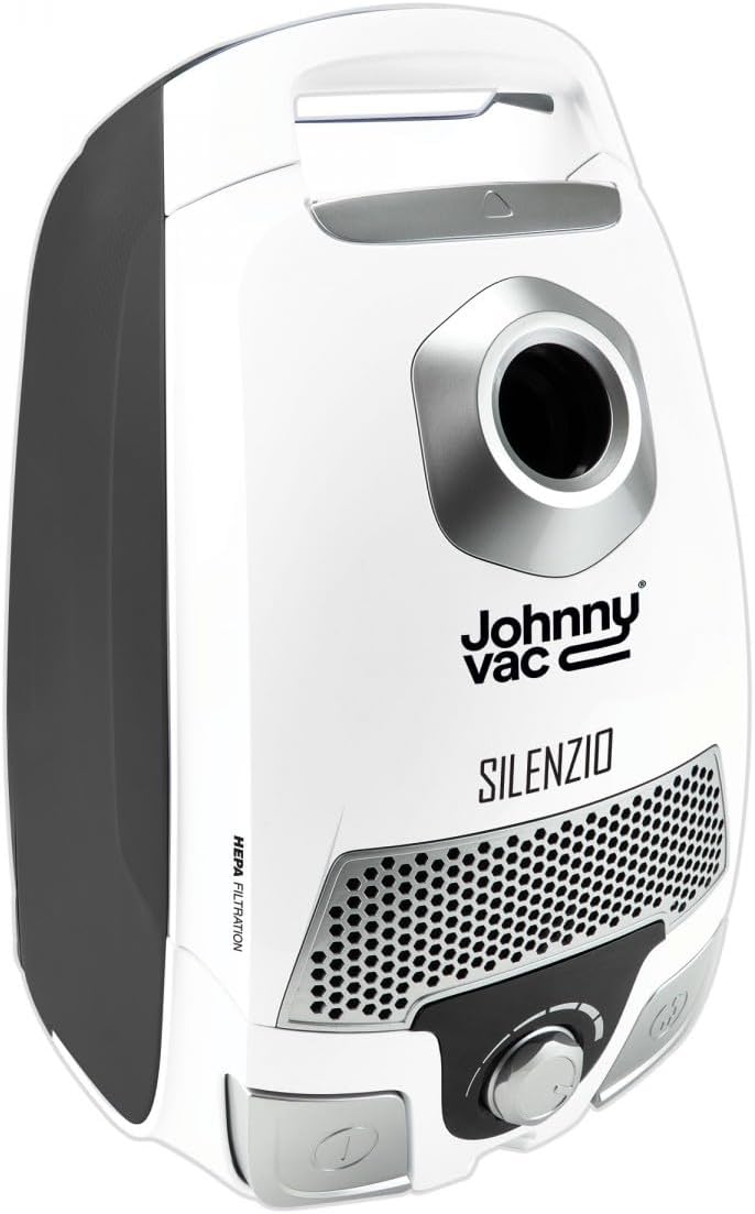 Johnny Vac Canister Vacuum Silenzio - HEPA Filtration - HEPA Bag - Wessel-Werk Turbo Air Nozzle - Telescopic Handle - Set of Brushes