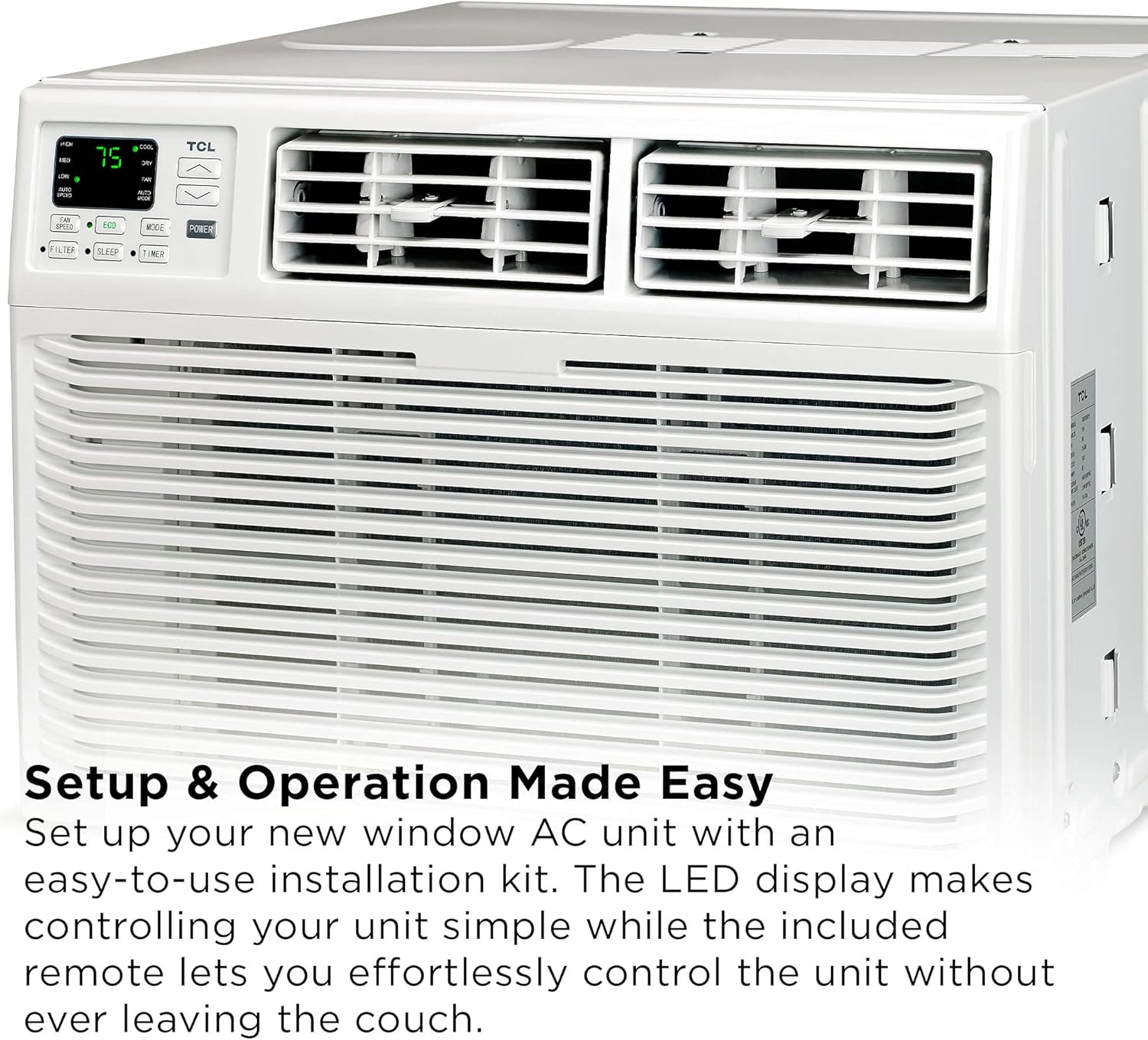 TCL Home 8,000 BTU Smart Window Air Conditioner, App & Voice Control, Energy Star, Cools Rooms up to 350 Sq. Ft., 3 Fan Speeds, Quiet, Multiple Modes, Remote Control (8W9ER1-A)