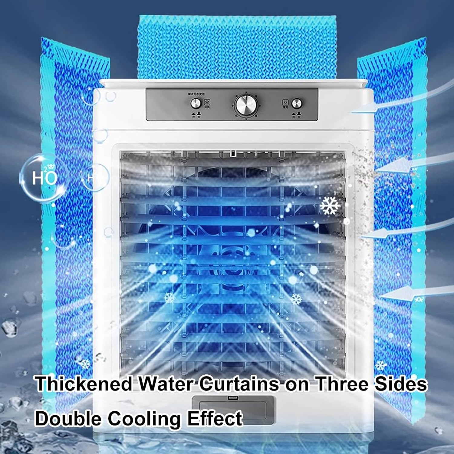 Swamp Cooler, Evaporative Air Cooler, 75L Large Capacity Water Tank, Outdoor Air Conditioner, 3 Speed, 5 Ice Boxes, for Indoor & Outdoor Garage, Patio, courtyard, factory Workshop