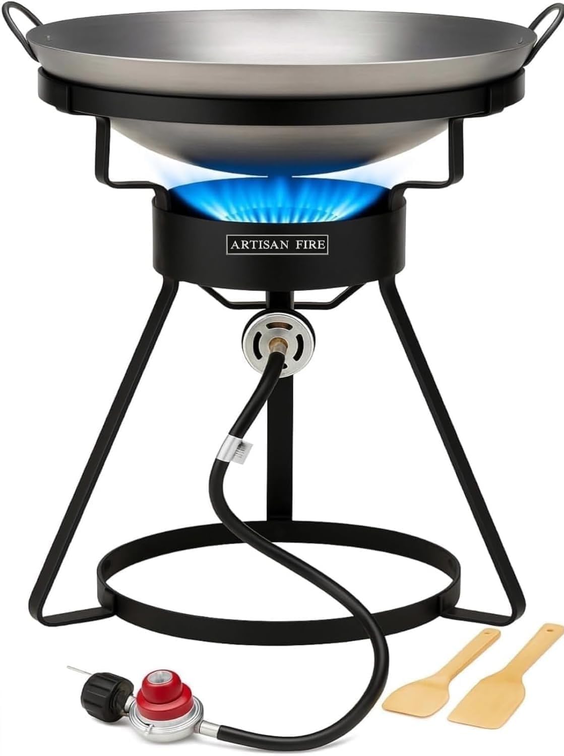 Outdoor Cooker Stove with Steel Wok-Propane Grill-55,000 BTU High Pressure Propane Stove-Ideal for Backyard BBQ, Camp Stove