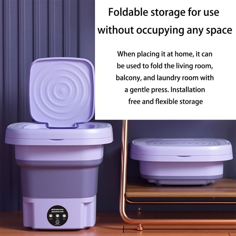 M2EE Foldable Washing Machine Automatic Portable Mini Underwear Sock Small Items 10W Washing Machine with Centrifuge 8L (Color : PL)