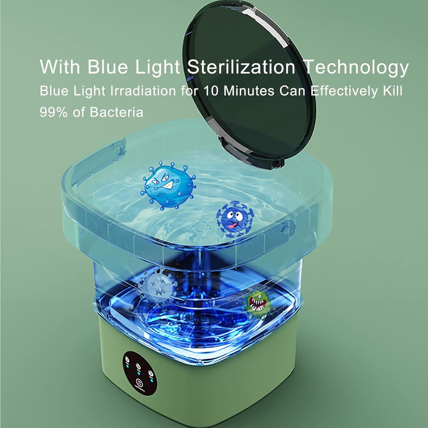 Portable Washing Machine, Foldable, for Washing Baby Clothes, Underwear Or Small Items, Suitable for Apartment, Laundry, Camping, Rv, Travel (Color : Green)