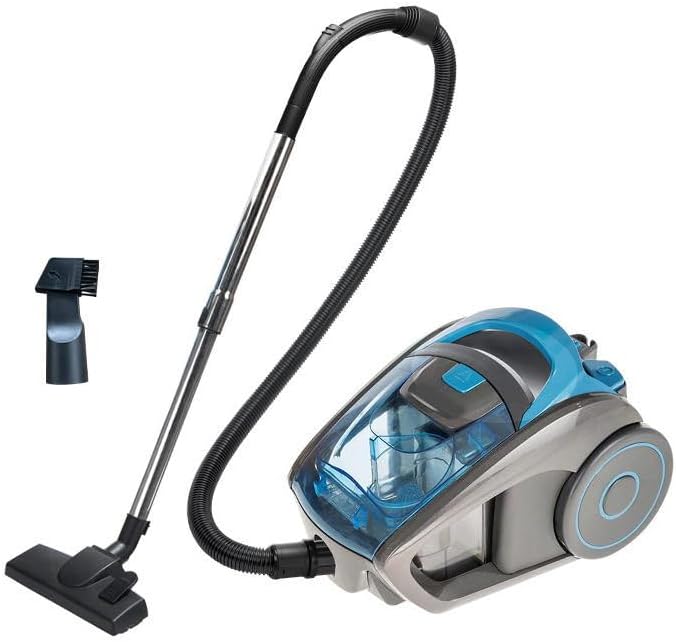 Cyclonic Bagless Cylinder Vacuum Cleaner, Lightweight and Low Noise, Extendable Hose, Carpet and Hard Floor Cleaner