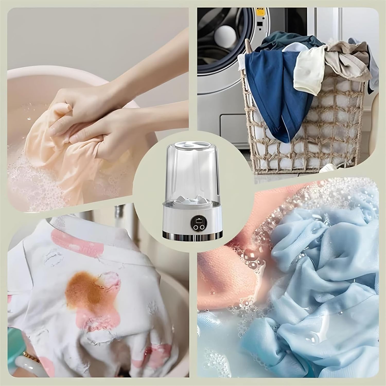 Underwear Washer, 2025 Upgraded Mini Washing Machine, Wireless Portable Laundry Cup, Portable Washing Cup,mart Laundry Cups For Bra Socks & Baby Clothes (Green)