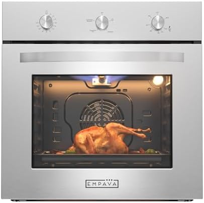 Empava 24 inch Built-In LPG Single Wall Oven with Convection and Rotisserie 5 Cooking Modes, Knob Control, Stainless Steel