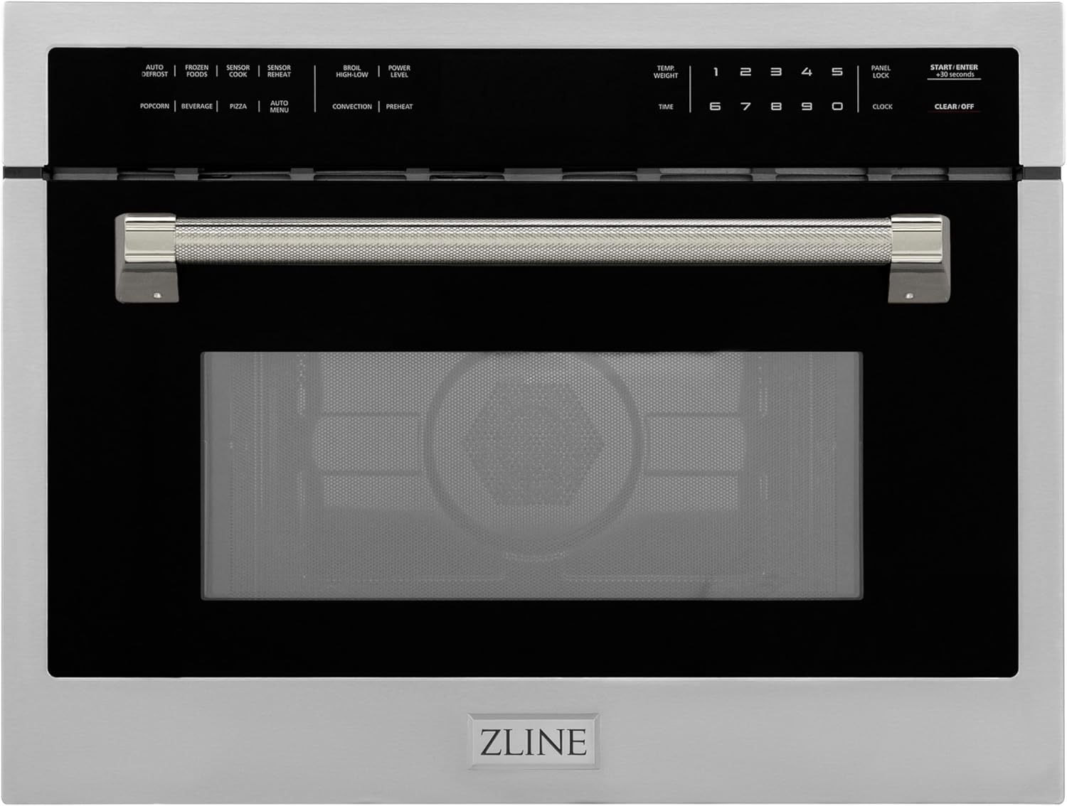 ZLINE Autograph Edition 24 in. 1.6 cu ft. Built-in Convection Microwave Oven in Stainless Steel and Polished Nickel Helix Handle (MWOZ-24-KPN)