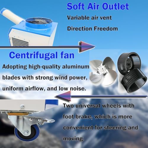 110V 1400W Industrial Air Conditioner 480m³/h Commercial Portable Industrial Spot Cooler Mobile Air Conditioner Single Column 11900BTU
