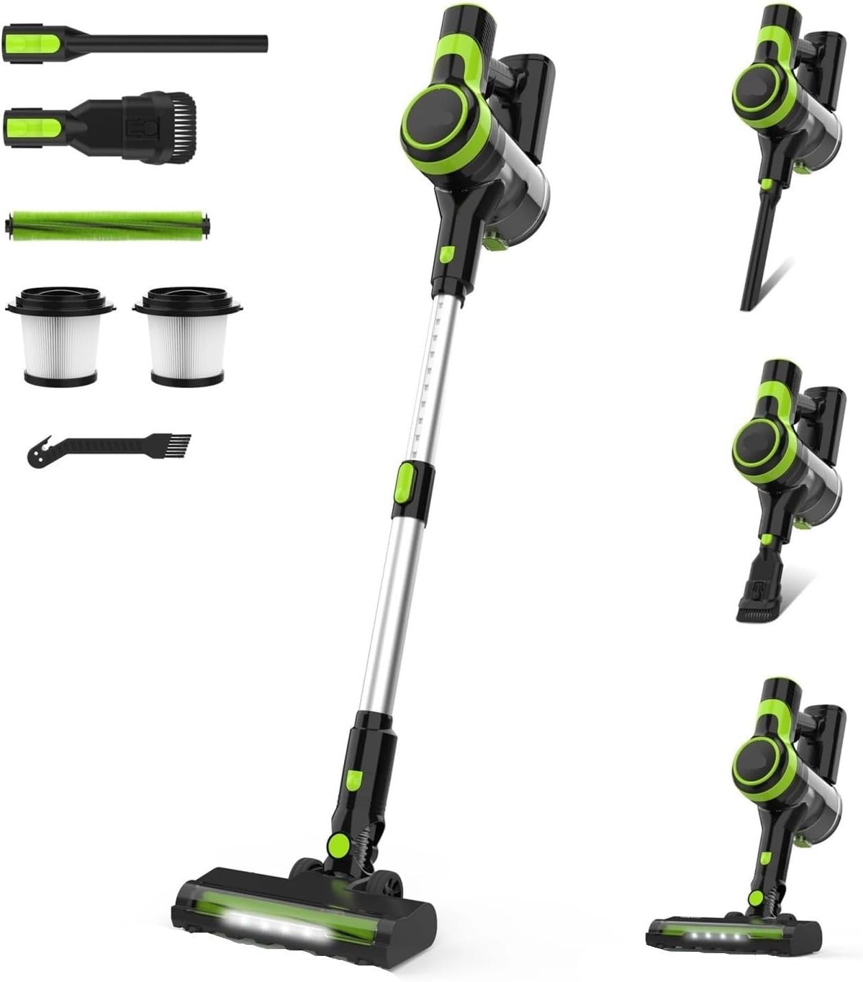 V60 Upgraded Cordless Vacuum Cleaner | Compatible with TASVAC V60, Handheld 6-in-1 Stick | Flexible Brush Head with LED Light | Cleaning Tool​