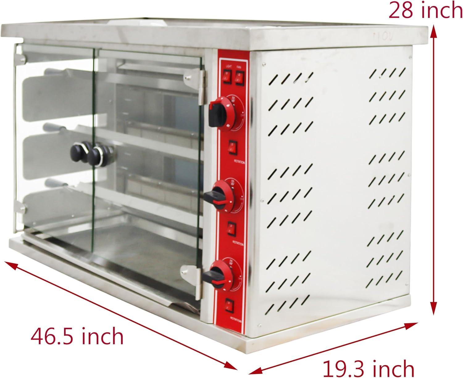 TECHTONGDA Gas Convection Toaster Ovens Commercial Air Fryer Automatic Rotary Grill 122℉-572℉ for Sheep Chicken 3 Layer